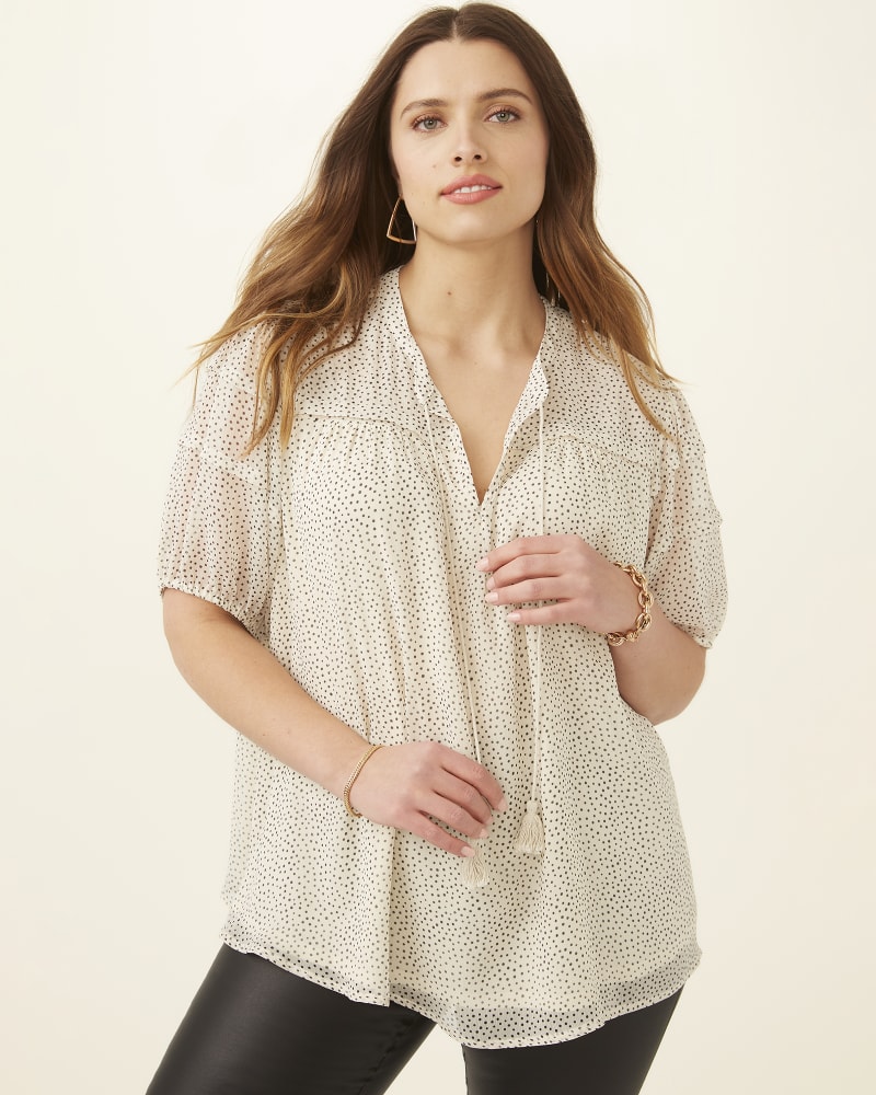 Front of plus size Barbara Short Sleeve Peasant Blouse by Molly&Isadora | Dia&Co | dia_product_style_image_id:188916